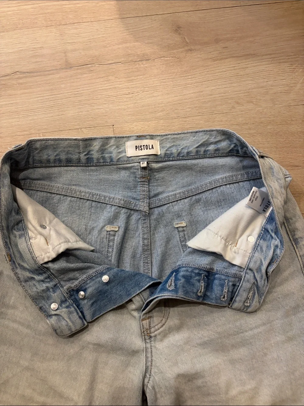 PISTOLA Light Wash High Rise Wide Leg Cuffed Jeans Size 27